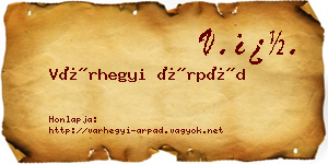 Várhegyi Árpád névjegykártya